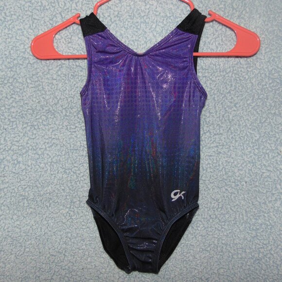 GK Shiny Purple Black Ombre Leotard CM - Picture 1 of 7